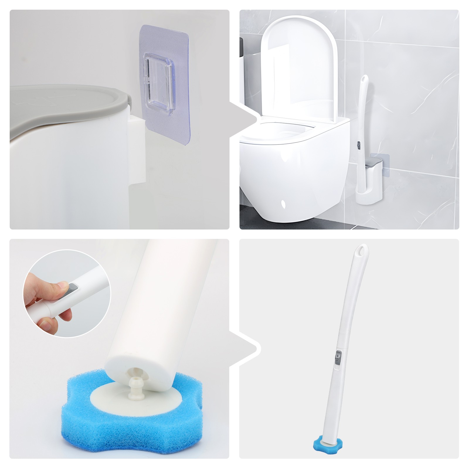 Disposable Toilet Cleaning System Toilet Brush Wand w/ Holder&24 Refill Bathroom