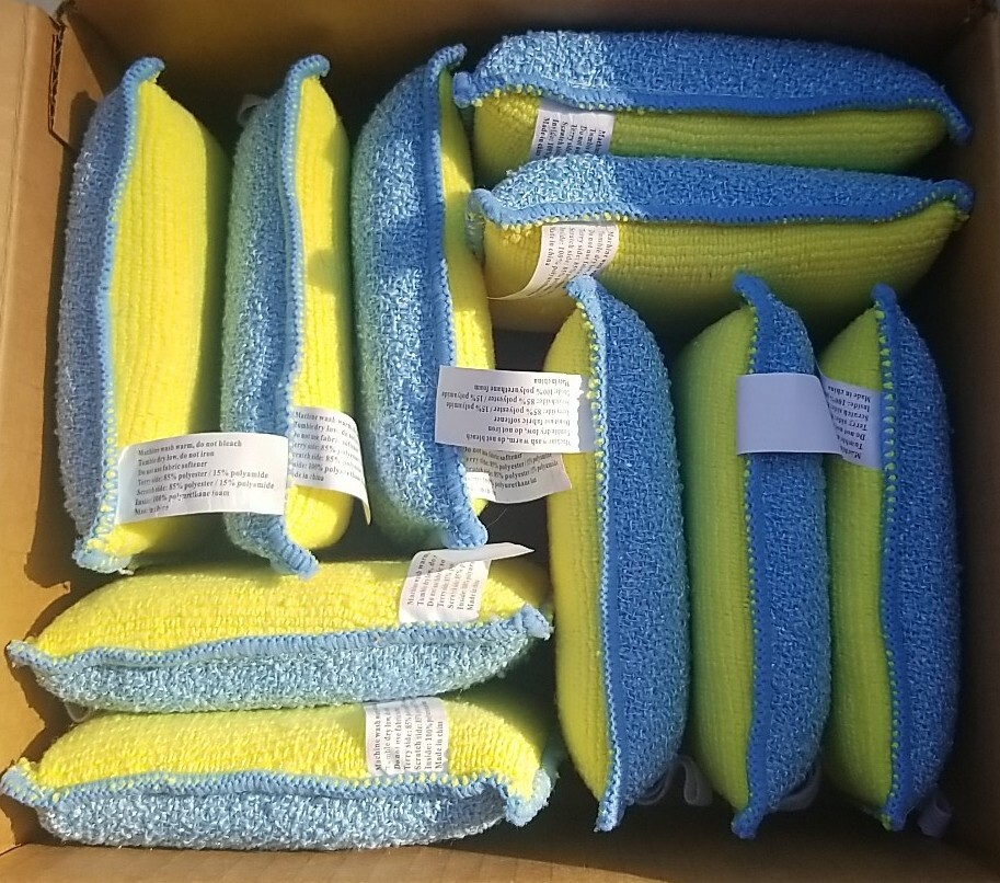 Microfiber Terry & Scrubber Sponge 5” X 3.5” X 1” -10 Pack