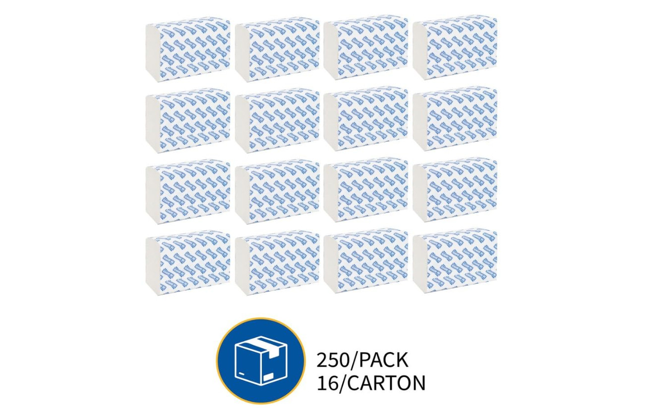 4000 White Paper Multifold Towels Bulk C-Fold Recycled Fiber Genuine Pack of 16
