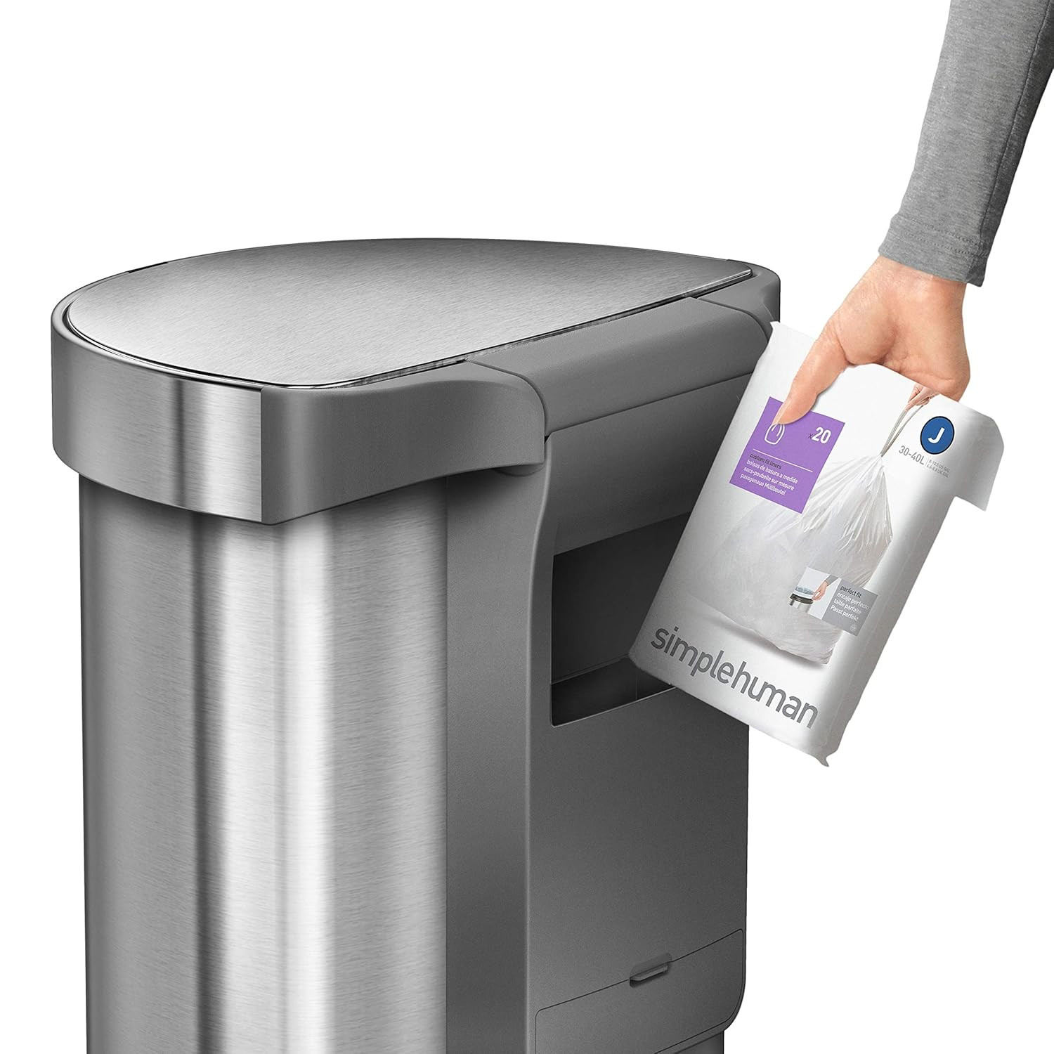 Simplehuman 45 Liter / 12 Gallon Semi-Round Automatic Sensor Trash Can, Brushed