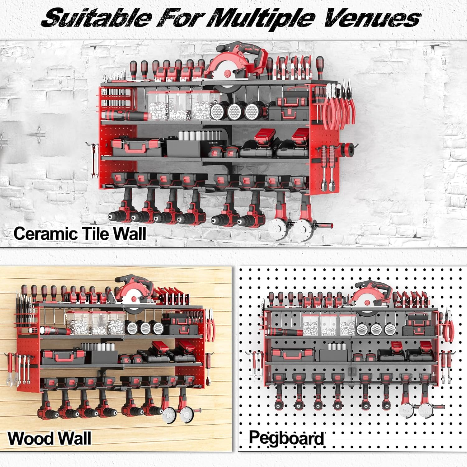Power Tool Organizer Wall Mount, Cordless Drill Hanger Storage Rack 8 Drill Hold