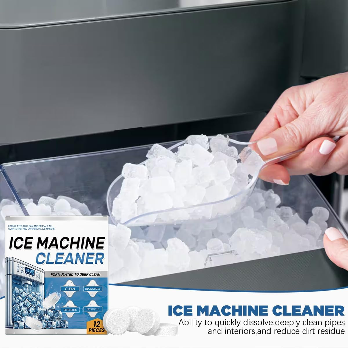 Ice Machine Cleaner Maker Descaler – 24 Clean Tablets for Ice Makers – Bulk 1