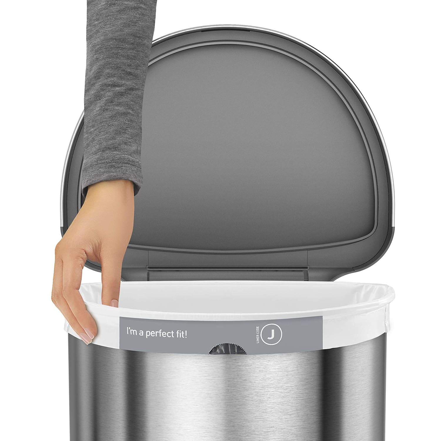 Simplehuman 45 Liter / 12 Gallon Semi-Round Automatic Sensor Trash Can, Brushed