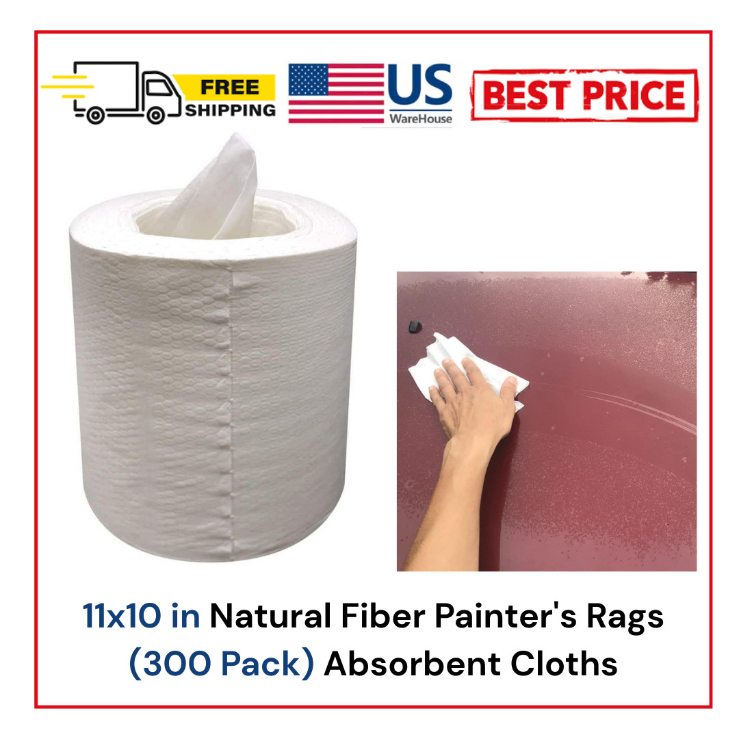 11×10 in Natural Fiber Painter’s Rags (300 Pack) Absorbent Cloths