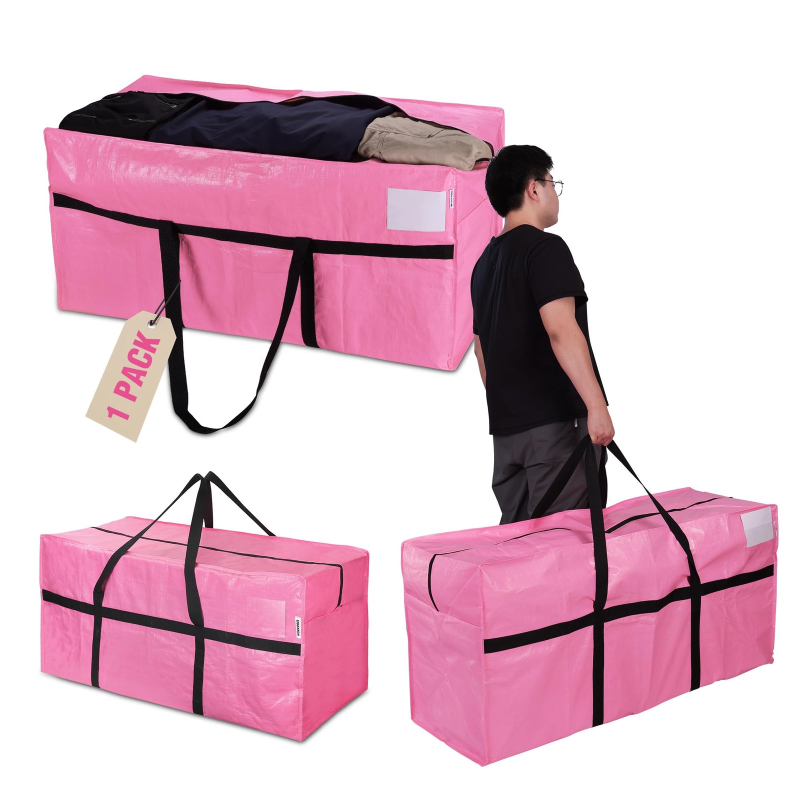 WORKPRO 66 Gallon Heavy-Duty Extra Large Moving Bags with Zippers Carry Handles