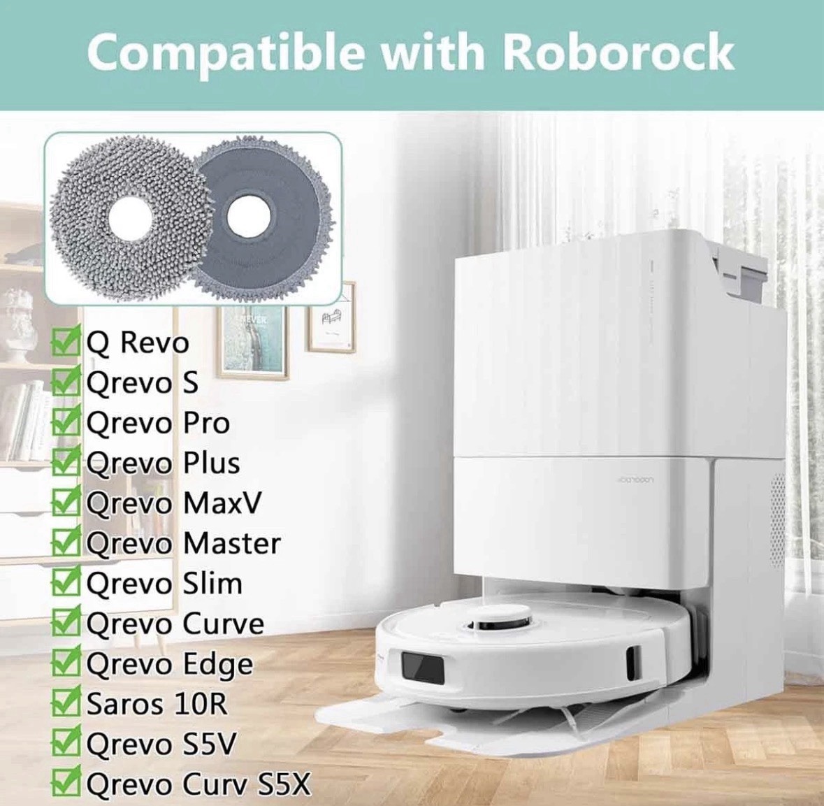 Microfiber Mop Cloths for roborock Q Revo, Qrevo MaxV Robot Vacuum Cleaner