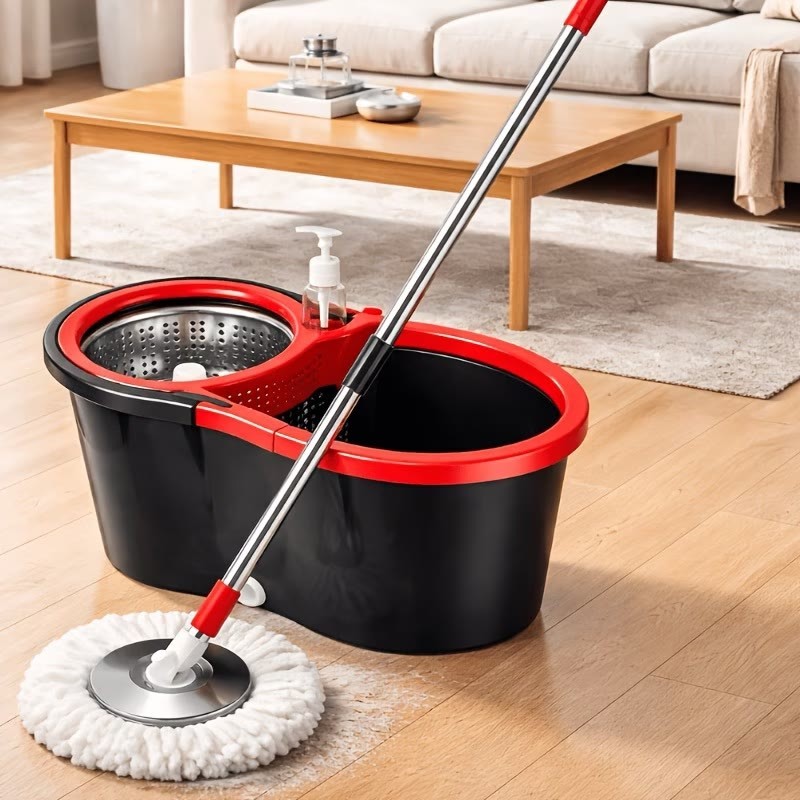 Spin Mop and Bucket with Wringer Set, 360° Spinning Mop System 3 Mop Refill