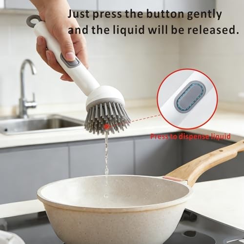 QMUNLLO Rotating Dish Brush with Soap Dispenser Set, Green