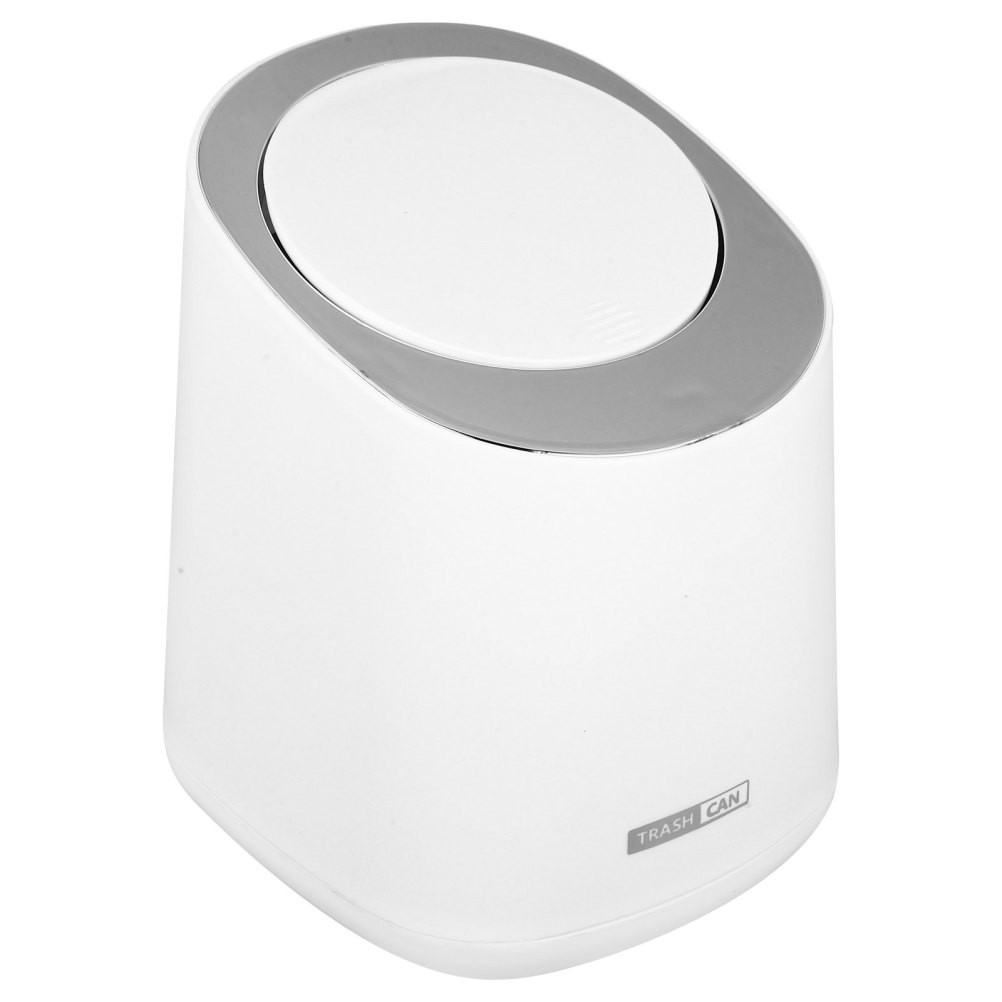 1 Set Reusable Small Desktop Garbage Bucket White ABS PP Press Lid