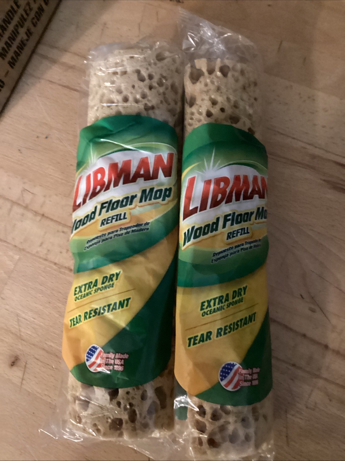 Libman #2027 Hardwood Floor Sponge Mop Refill 2‑Pack New Extra Dry Oceanic