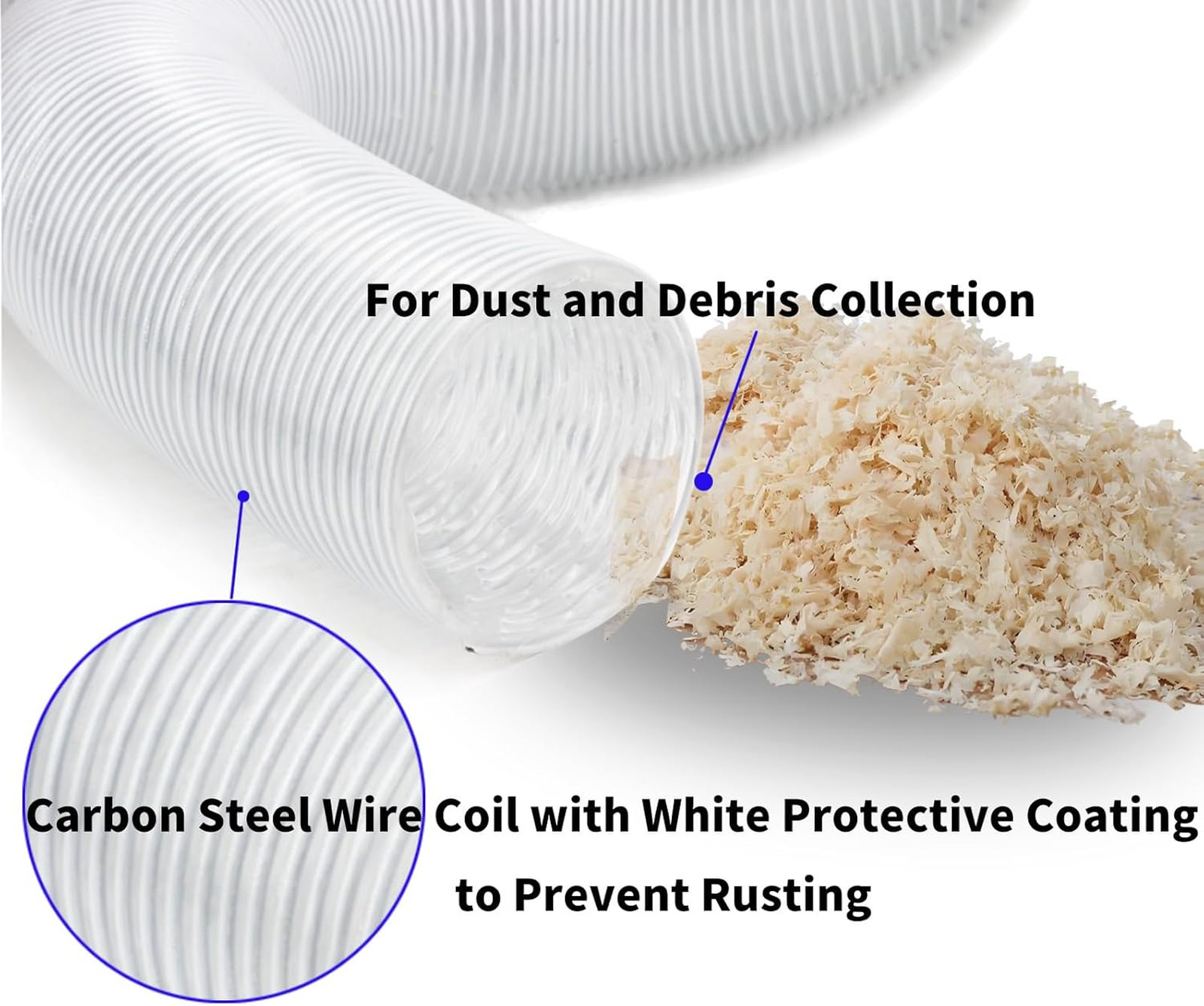 3 inch Dust Collection Hose 30ft 3” Flex Heavy Duty Clear PVC Debris Dust