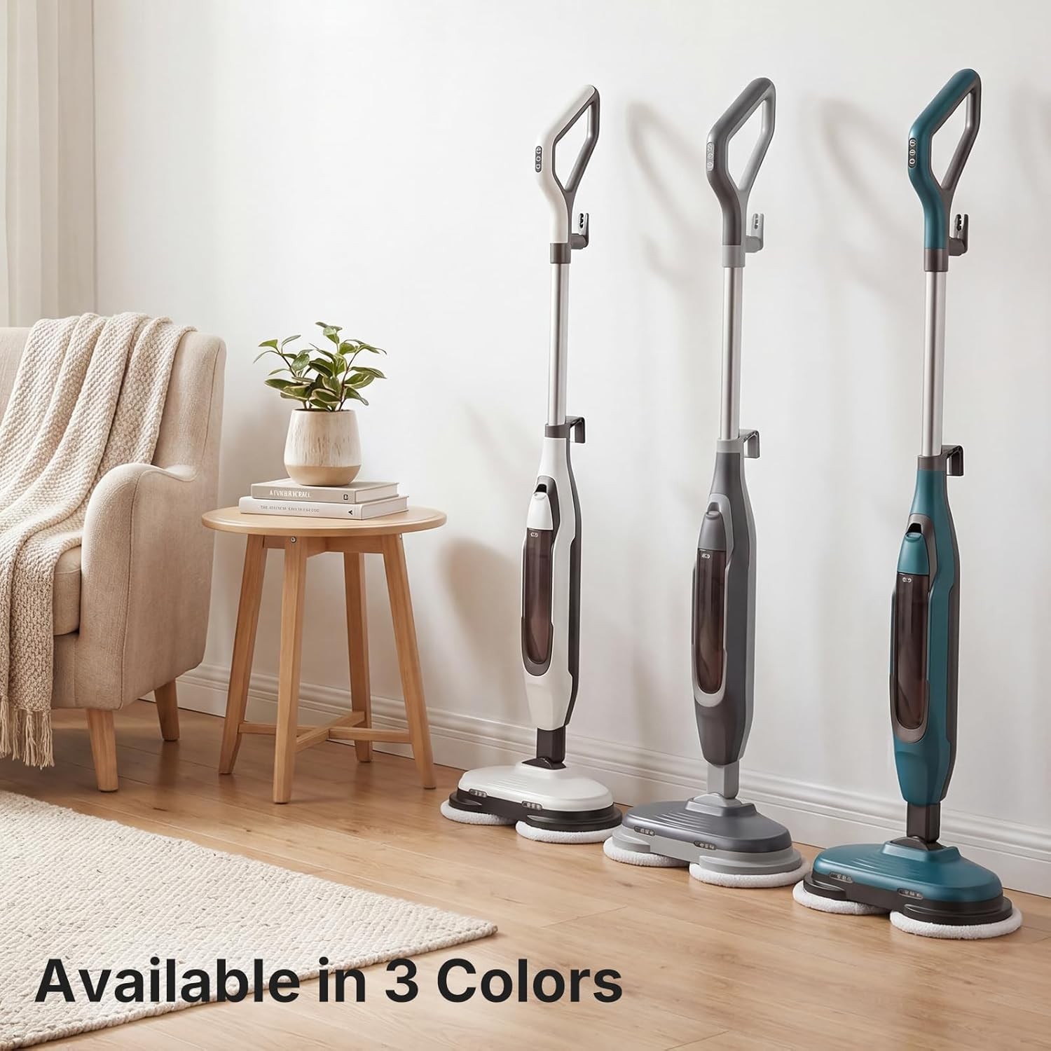 OLIXIS Electric Steam Mop Floor Cleaner w/Rotating Pad&2 LED Light&4 Clean Mode