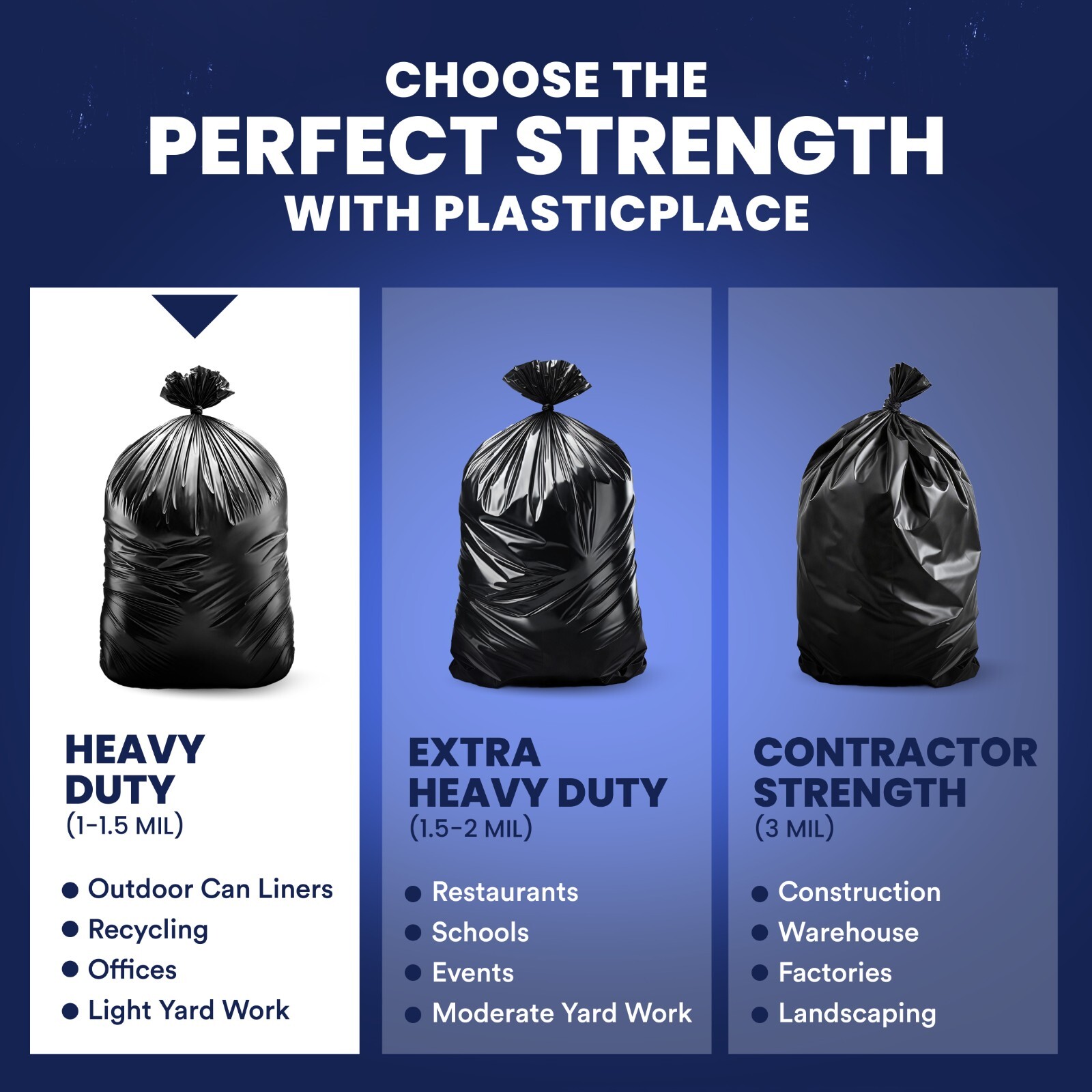 Plasticplace 55-60 Gallon Trash Bags – Black, Case of 100 Garbage Bags