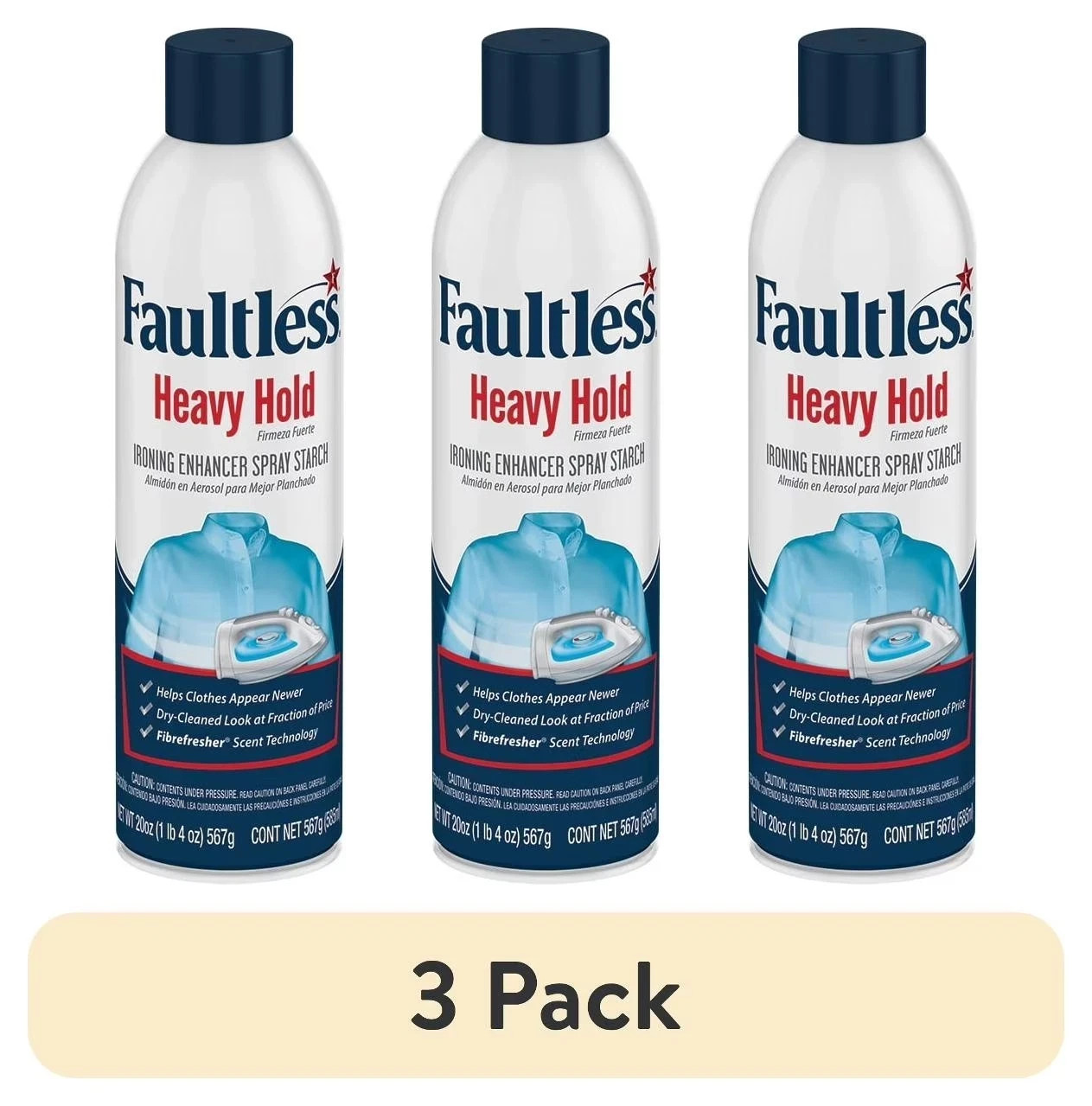 Faultless Heavy Hold Ironing Enhancer Spray Starch 20 oz (3 pack)
