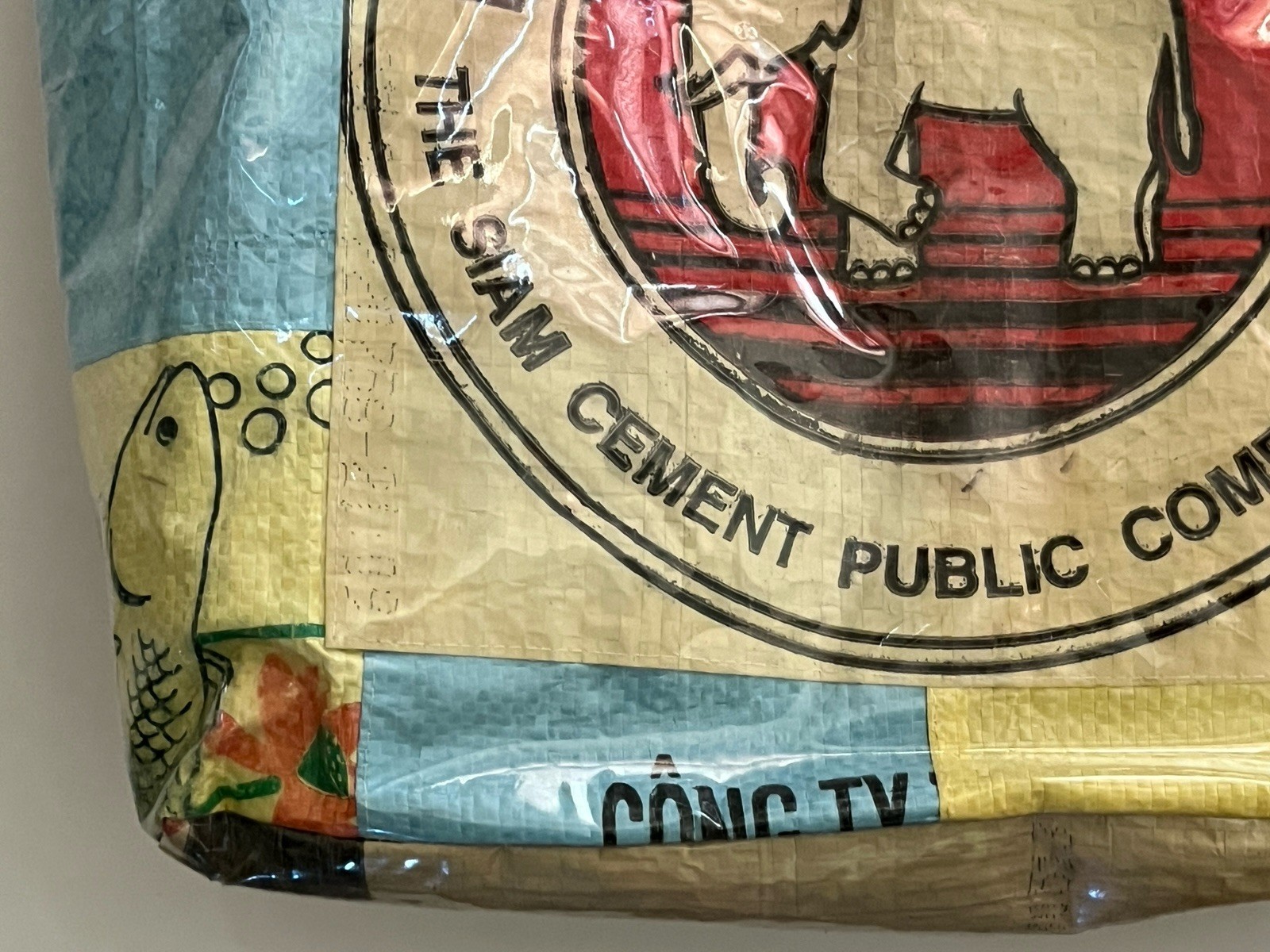 Elephant Brand Recycled Pocket Tote Bag Fair Trade Cambodia Angkor Patchwork