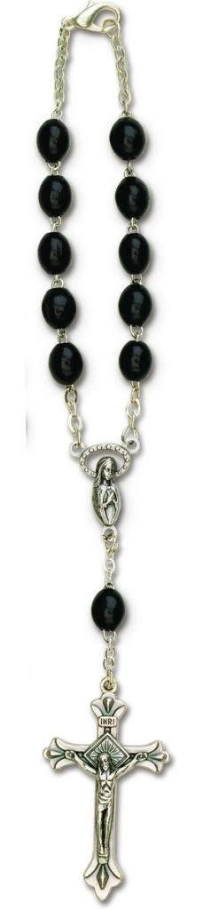 Mens or Womans Rosary for Car Truck Rearview Mirror Medium to Large, Black