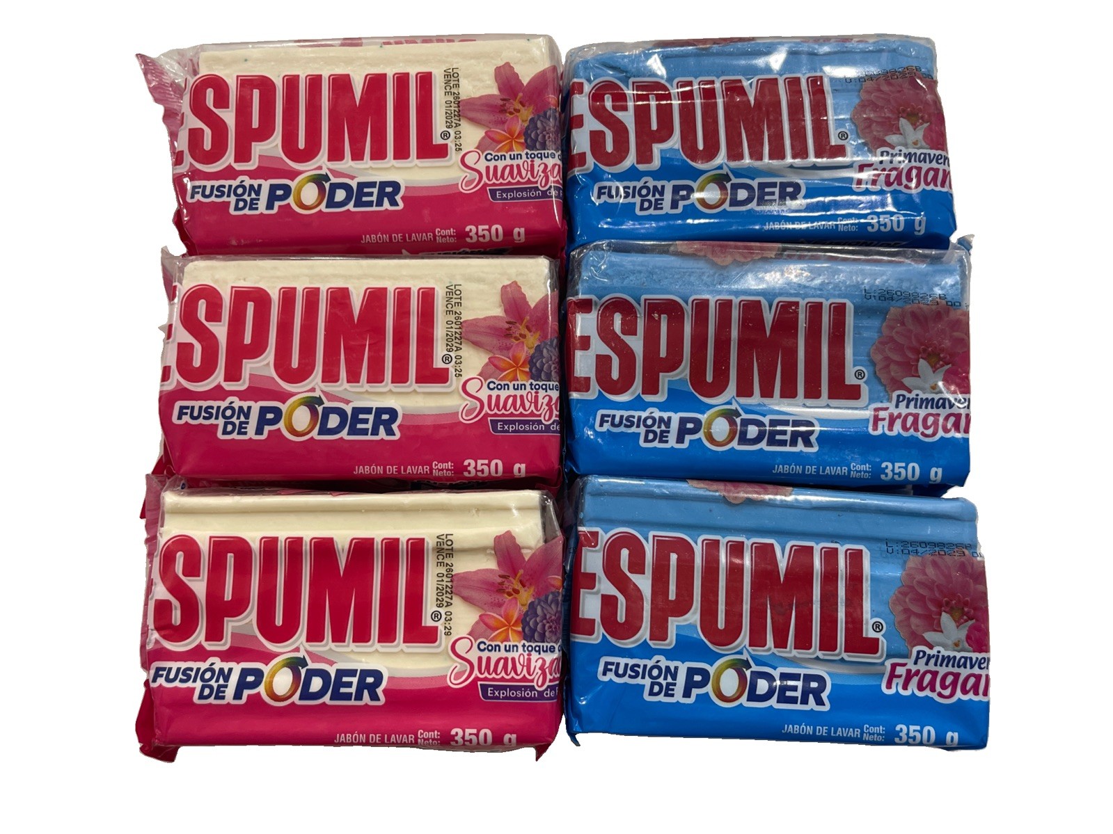 6 PACK ESPUMIL JABON EN BARRA ROPA LAUNDRY BAR DETERGENTE SOAP 350g each