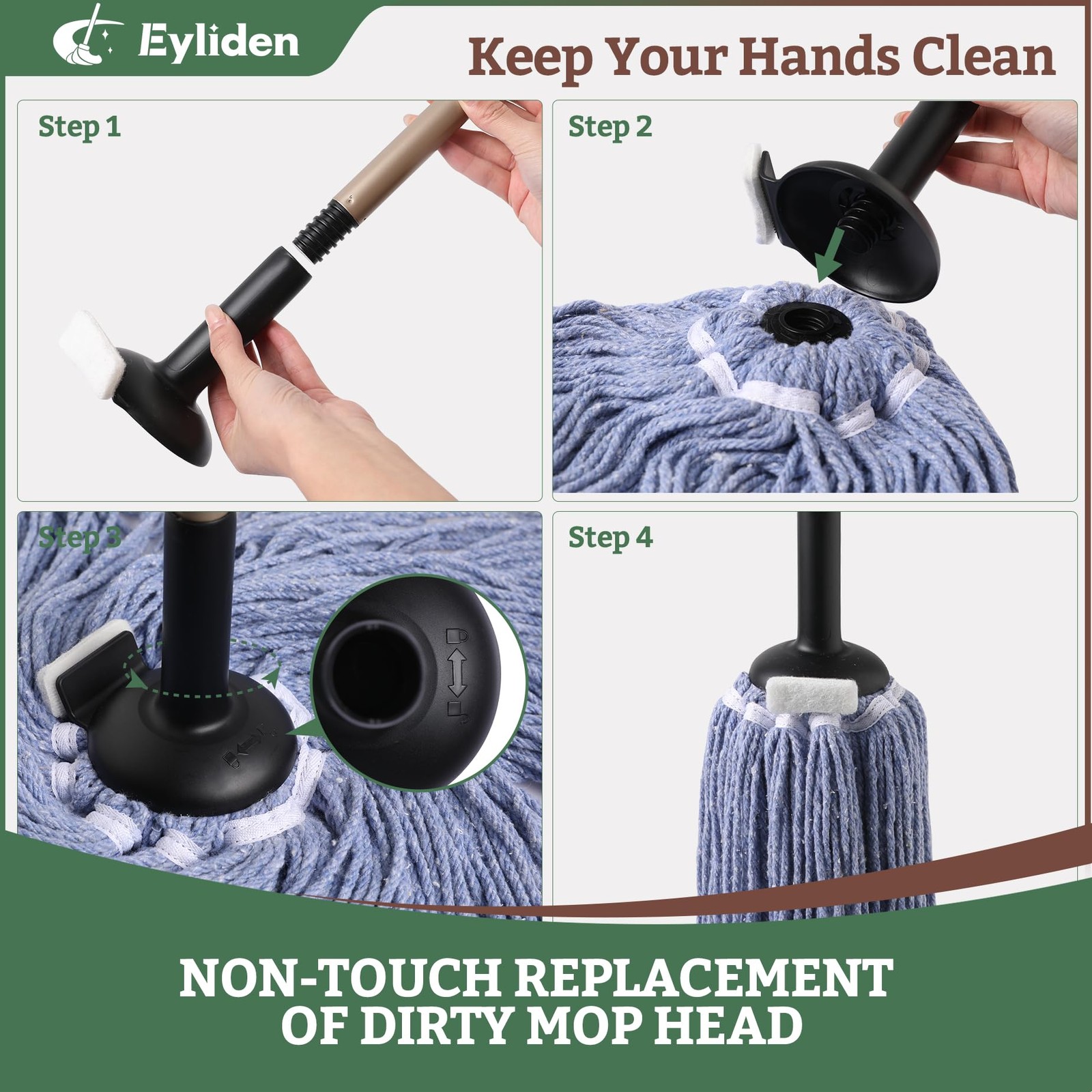 Eyliden Mop for Home & Commercial, Kitchen, Garage, Office Floor Cleaning
