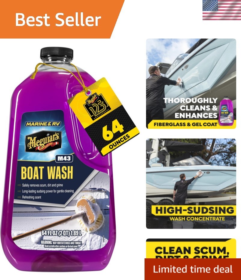 Meguiar’s M43 Marine/RV Boat Wash, pH-Balanced Boat/RV Wash for Protecting Fi…