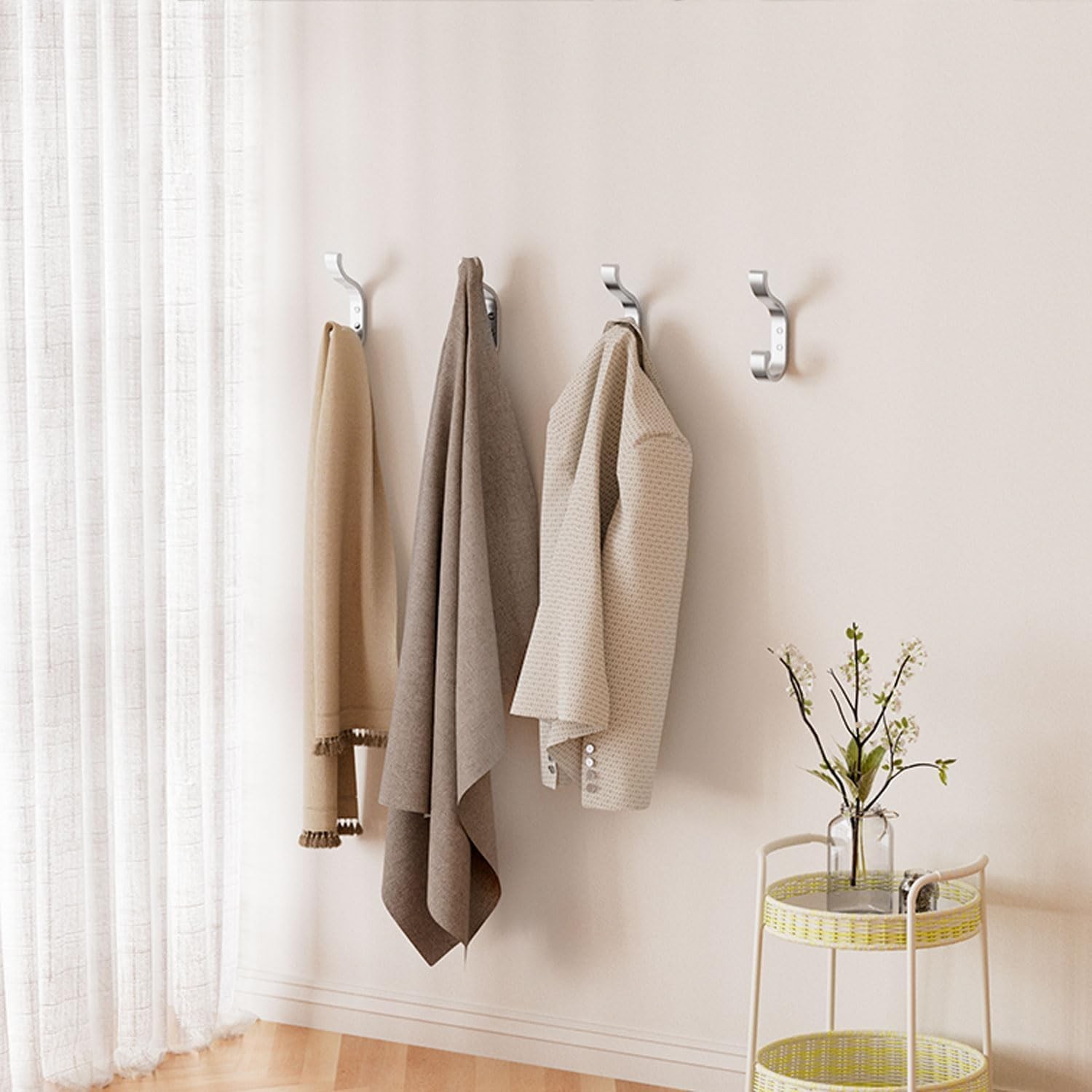 6-Pack Heavy Duty Wall Hooks – Hold 30LB for Backpacks, Towels, Coats, Keys,