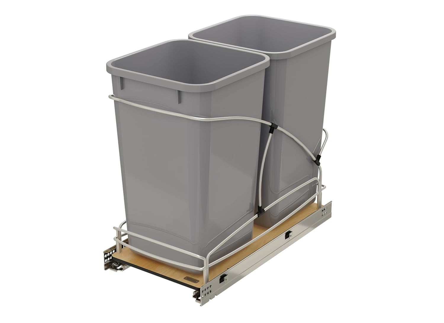 27 Qt / 6.75 Gal Steel Bottom Mount Double Pullout Waste Container W/Soft-Close