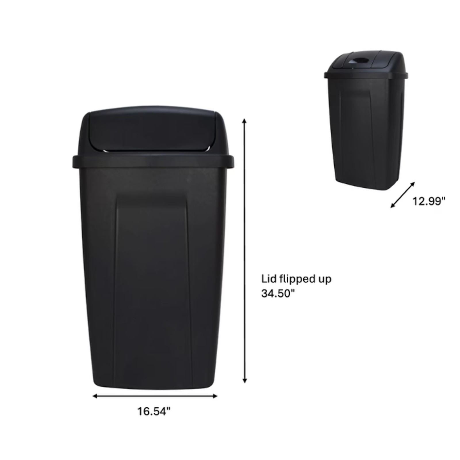 Mainstays Kitchen Trash Can, 13 Gallon Plastic Garbage Bin with Swing FREESHIPS