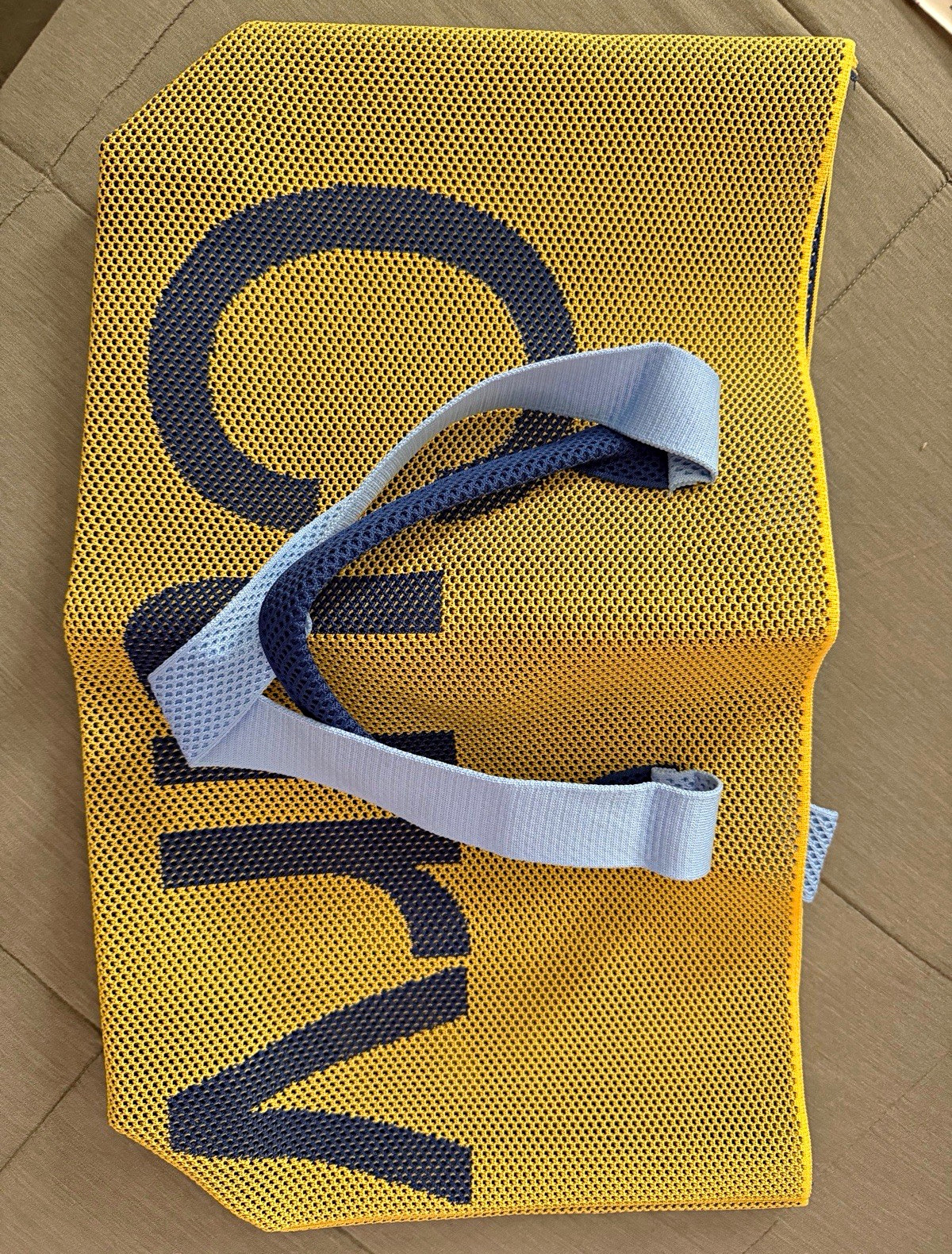 Sean Brown Reusable Mesh Tote Bag Yellow/Blue All-Over Pattern 20x24x20