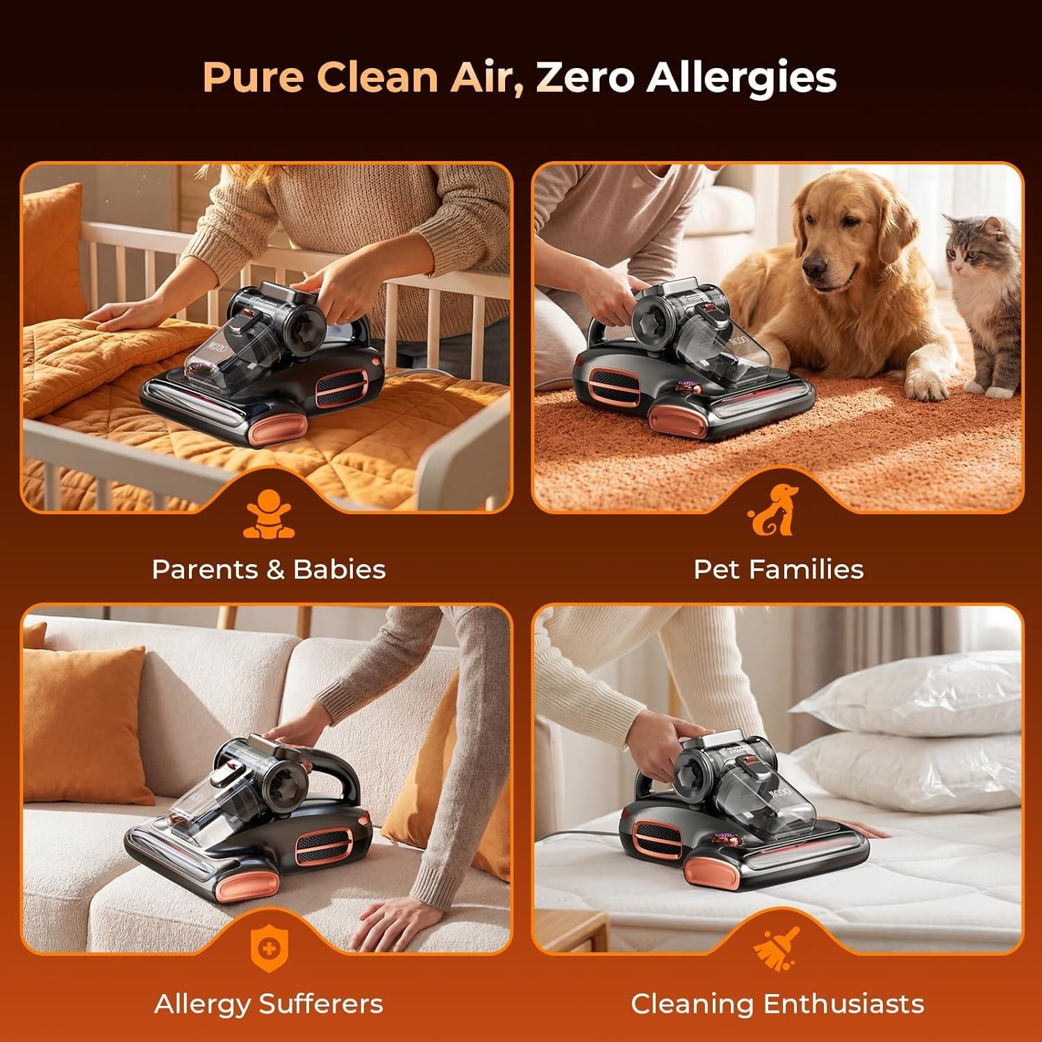 T600 Bed Vacuum Cleaner with UV-C Light, 15Kpa Suction 700W Powerful Double C…