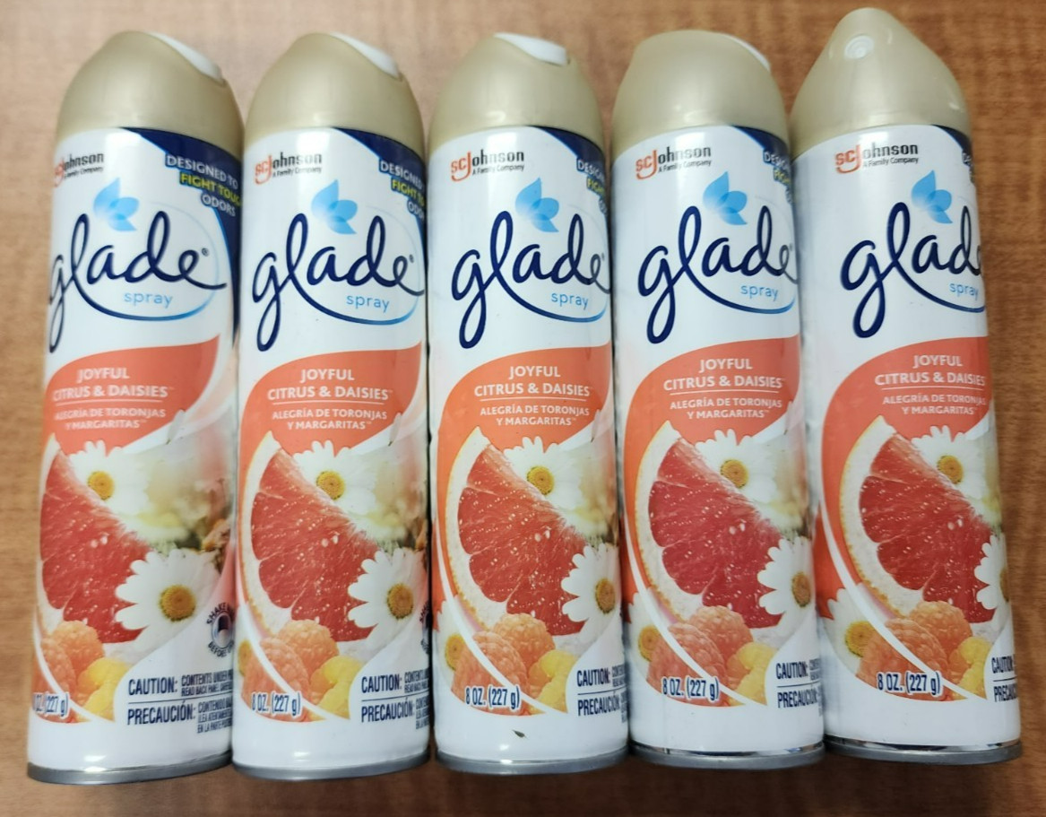 5 Glade Joyful Citrus and Daisies Designed to Fight Odors 8 FL OZ Each Spray