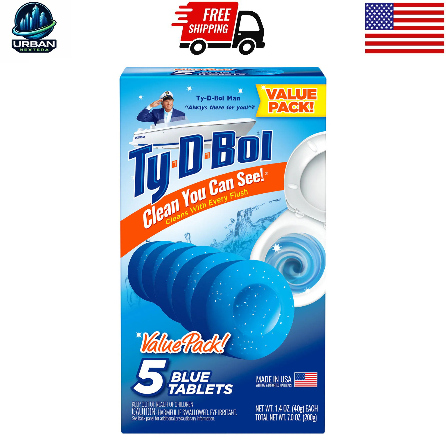 Ty-D-Bol Blue Tablets Value 5 Pack Automatic Toilet Bowl Cleaner Deodorizer Tabs