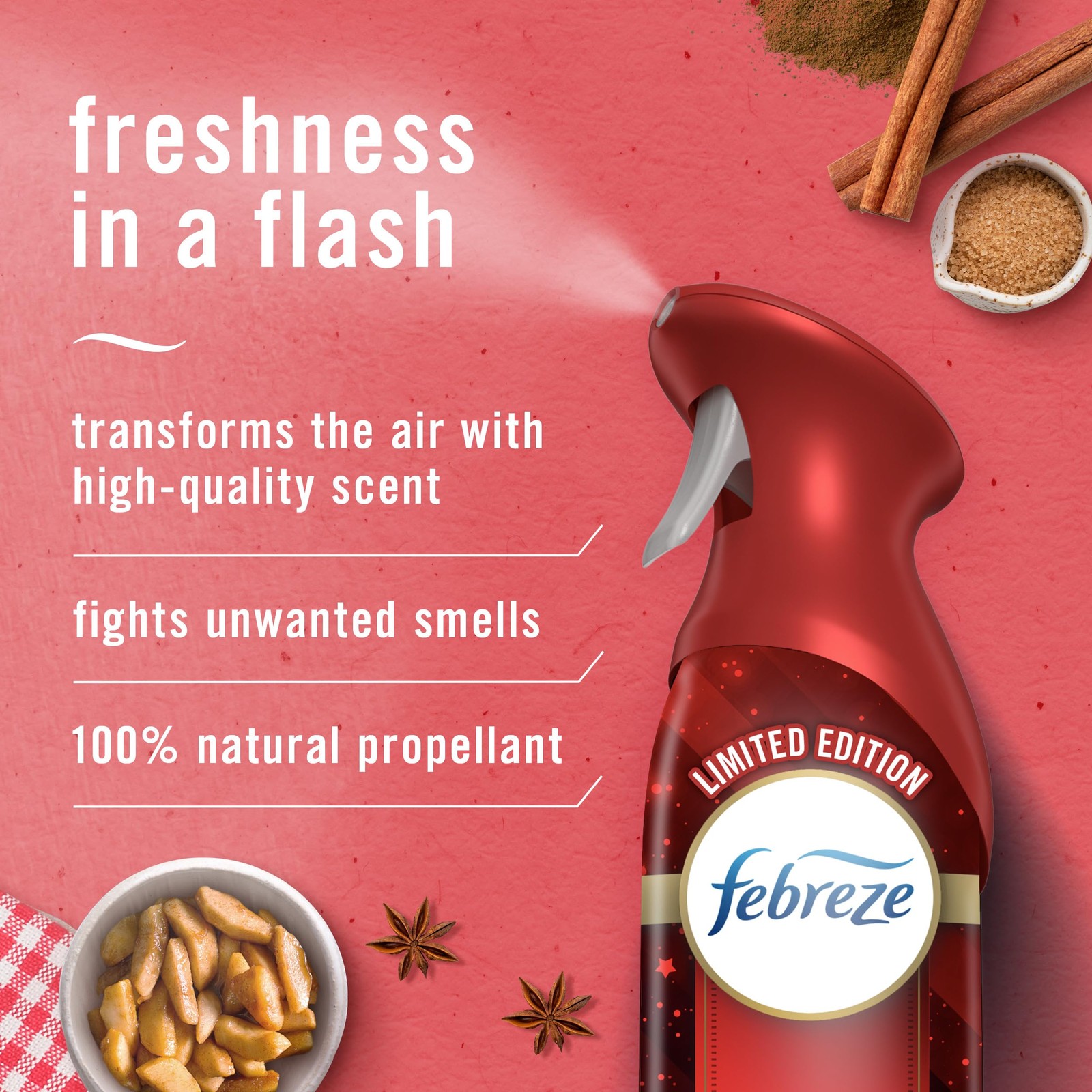 Cinnamon Apple Air Freshener Spray Odor Eliminator Home Bathroom Aerosol 2pk Box