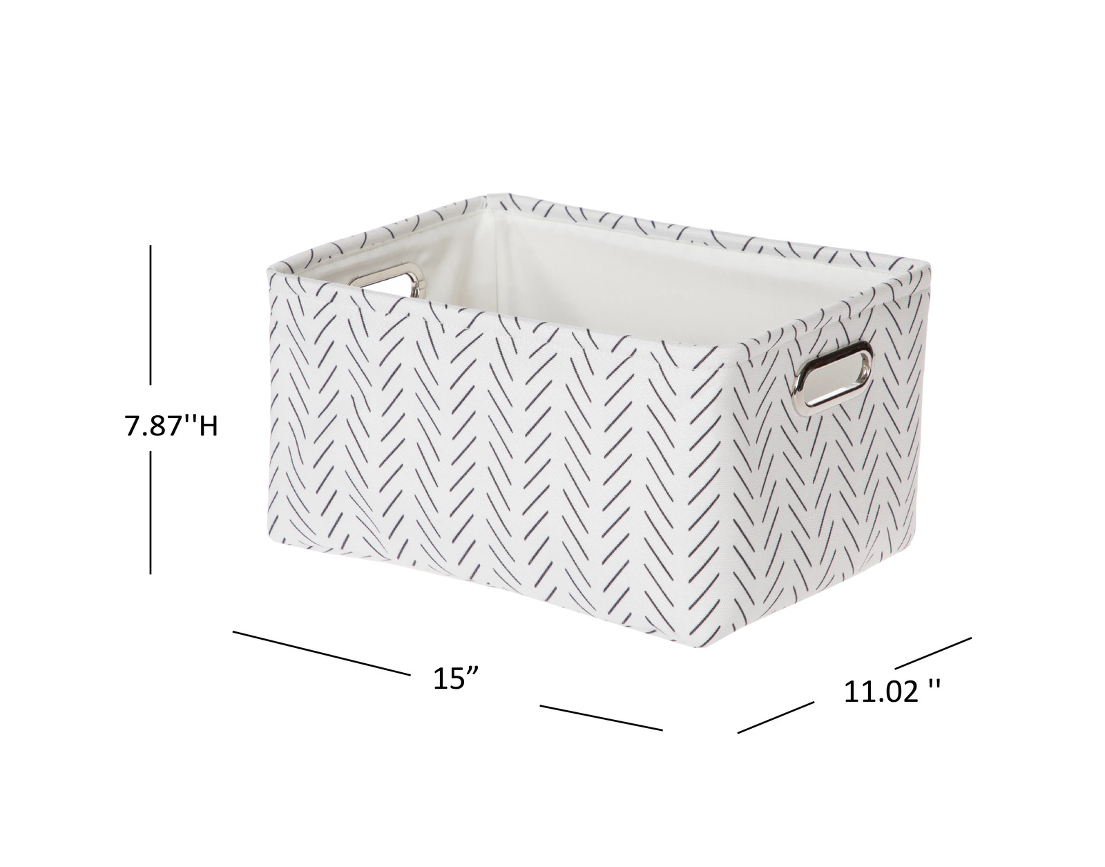 x x, Black and White Lines Canvas Fabric Decorative Storage Basket with Handles