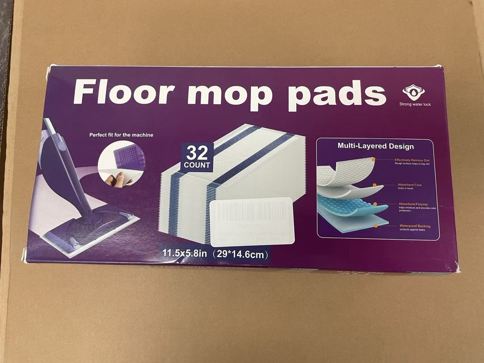 32 Count Floor Mop Pads Refills 11.5×5.8in Multi-Layer Absorbent Pack