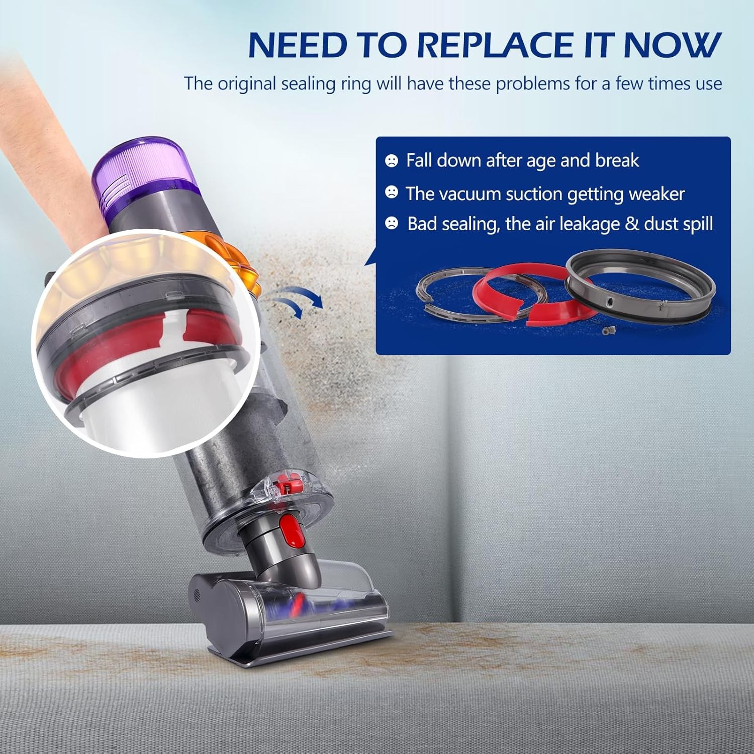 Upgraded Dust Bin Sealing Ring for Dyson V11 V15 Gen5 SV14 SV15 Bin Sealing Ring