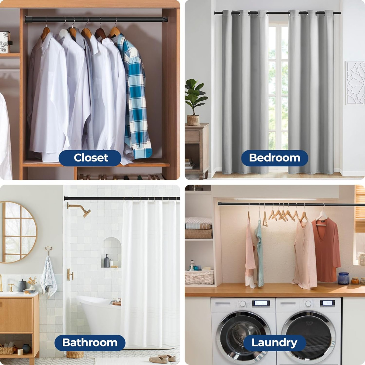 42″ L Closet shower Rod made by Metal tube 1.3″ Dia for Hanging Curtain Clothes