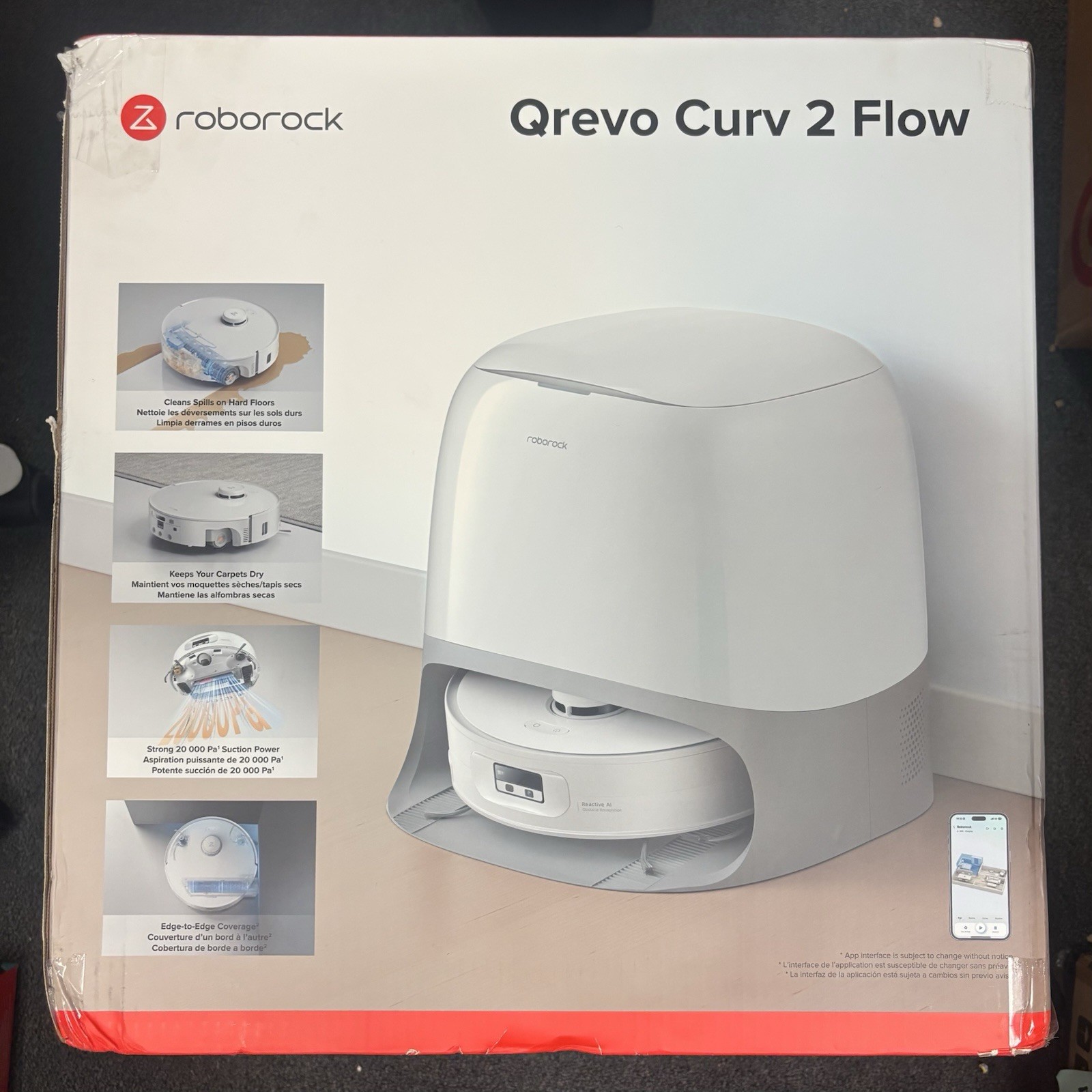 Roborock Qrevo Curv 2 Flow Robot Vacuum and Mop *Slight Damage Box – UNUSED