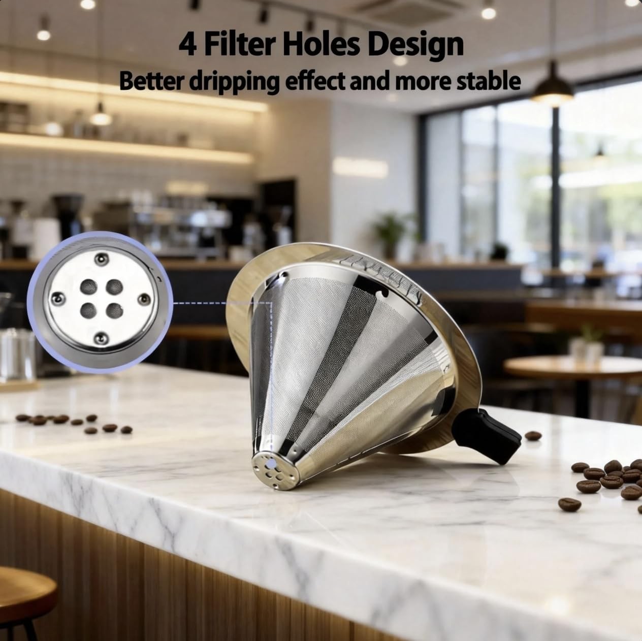 Reusable double-layer pour-over coffee filter paper, m, Metallic color