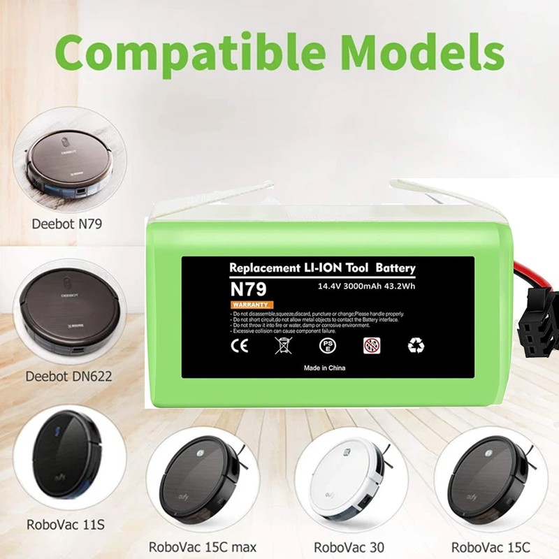 3000mAh Vacuum cleaner Battery For Ecovacs Deebot N79 N79S DN622 500 600 601 661