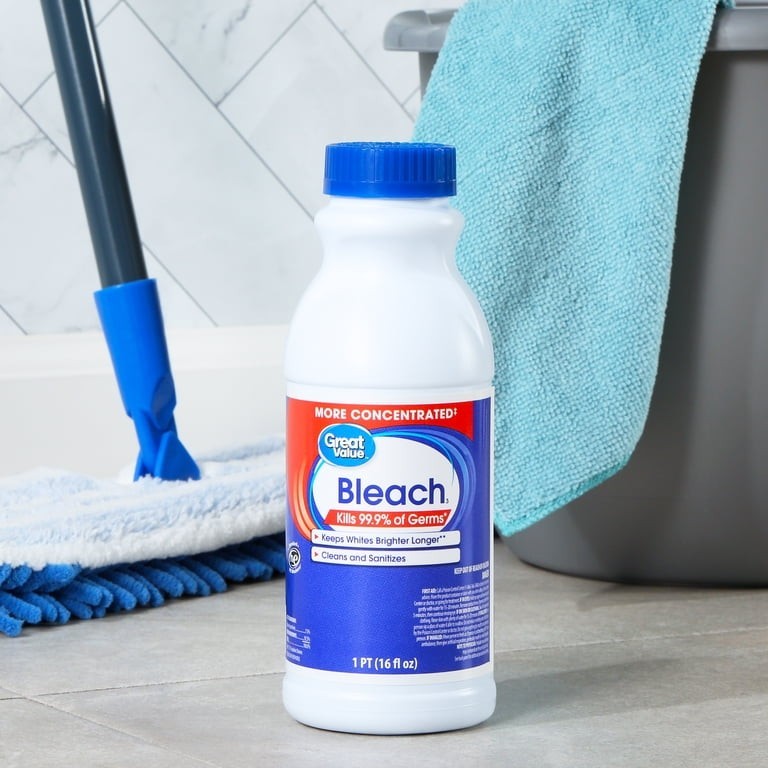 Great Value Concentrated Liquid Bleach Unscented, Kills 99.9% Germs 16 fl oz