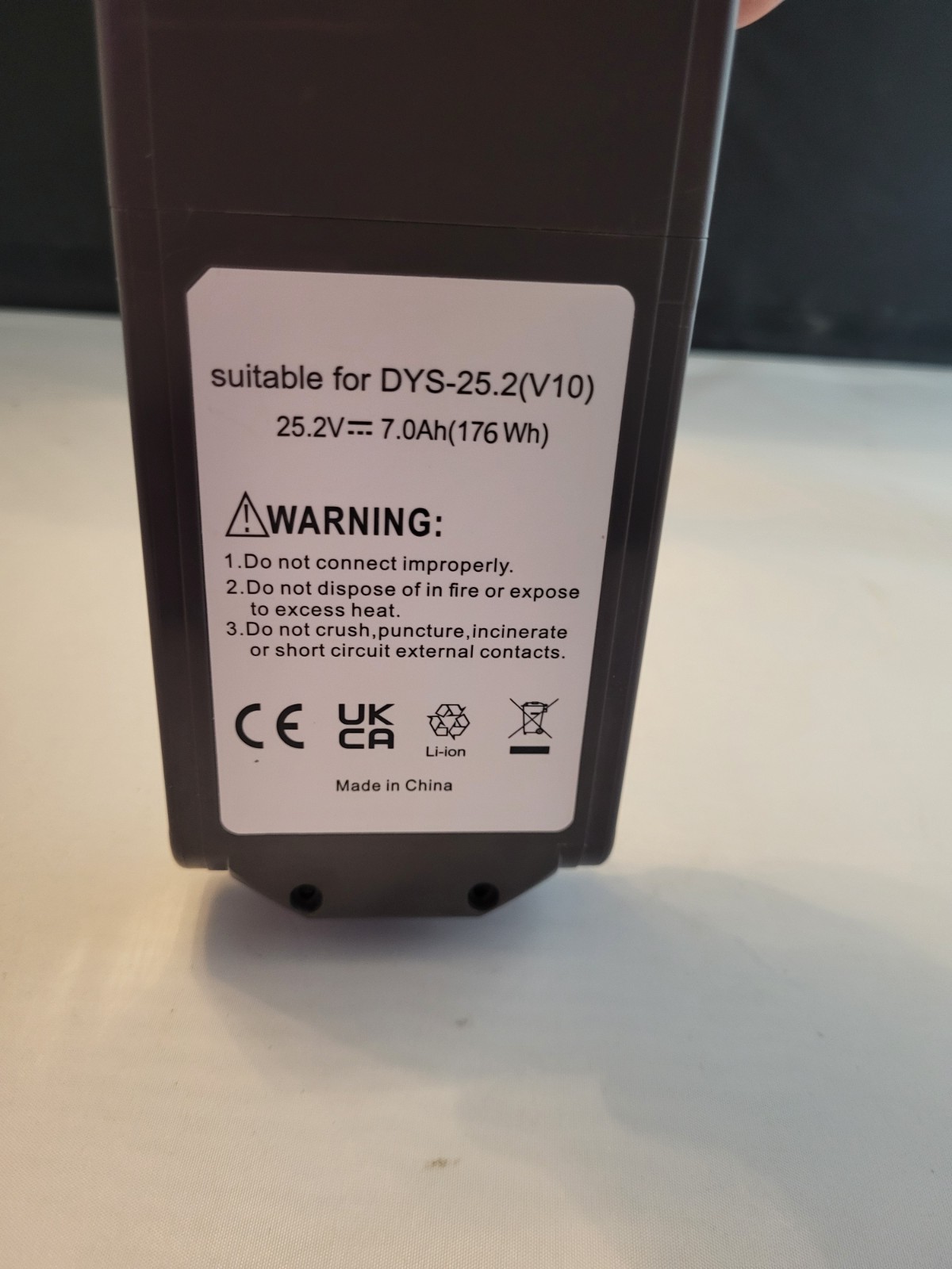Dyson V10 Replacement Battery DYS-25.2(V10) 25.2V 7.0Ah 176Wh Gray