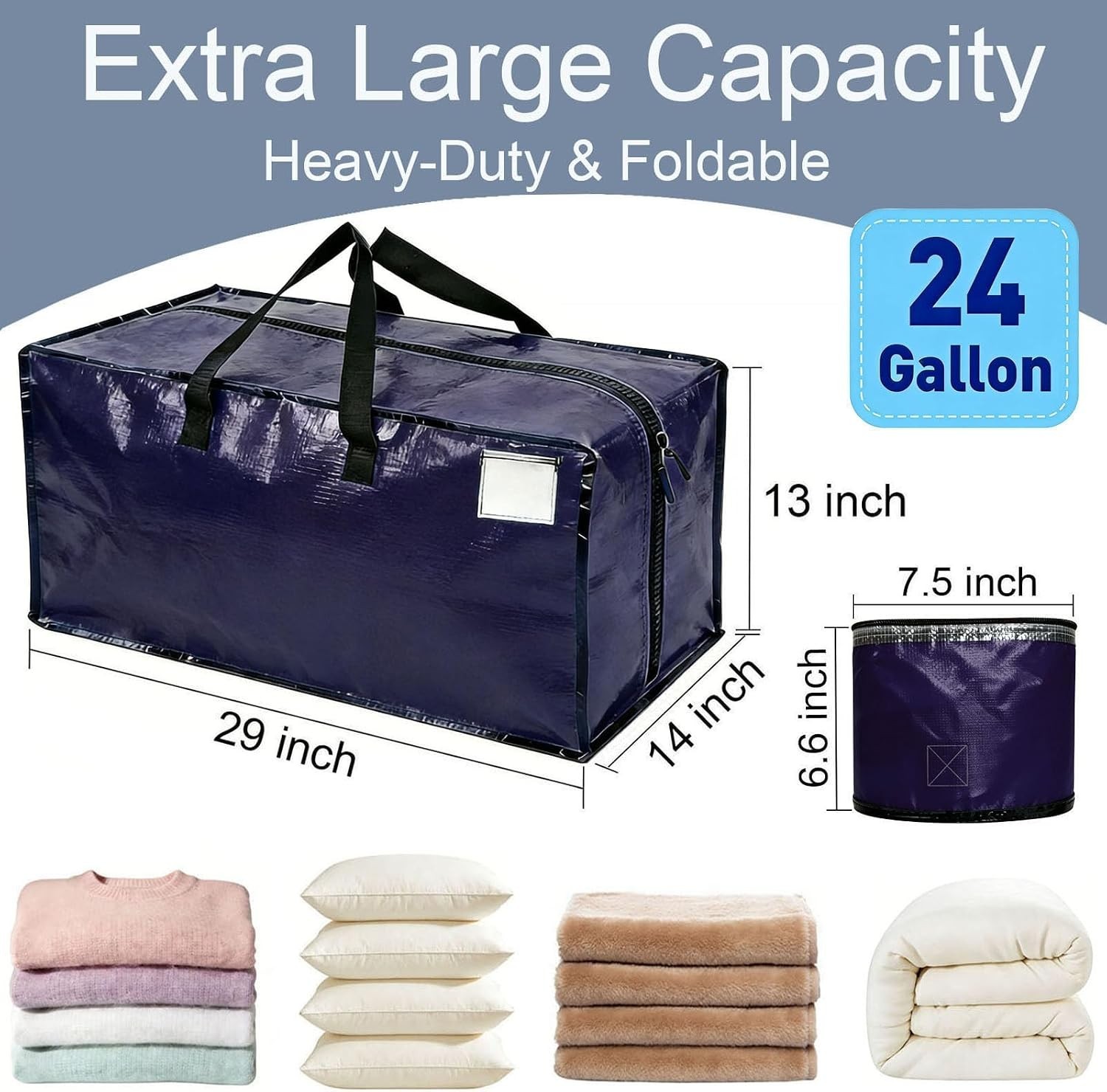 Durable Navy Blue Moving Bags with Straps – Perfect for Storage & Travel, 2 Pack
