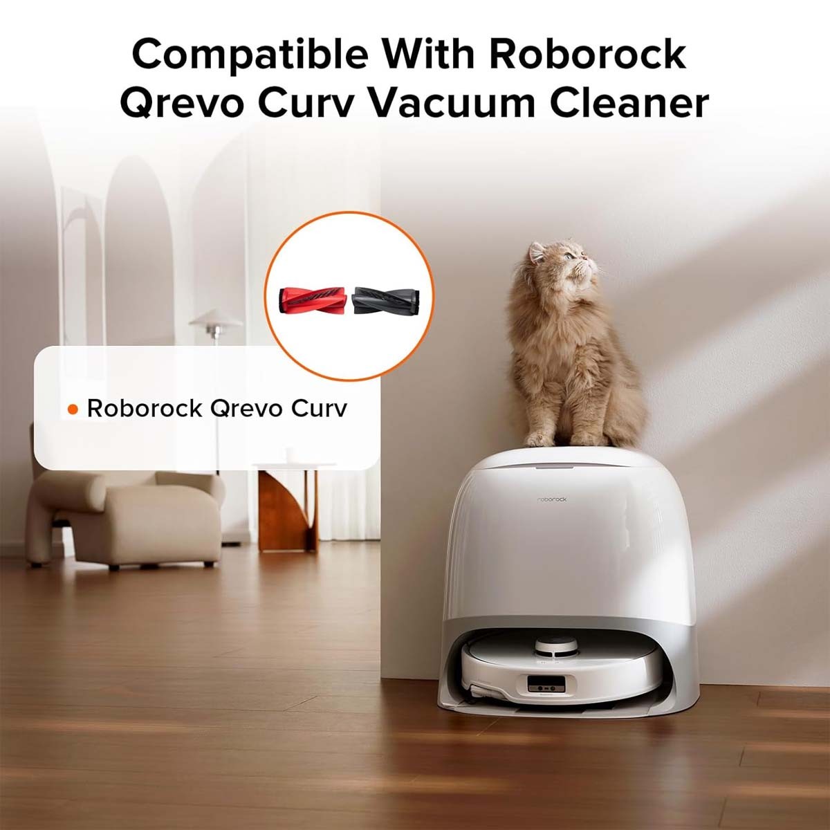 Main Brush Replacement Pair for Roborock Qrevo Curv Robot Vacuum Cleaner USA