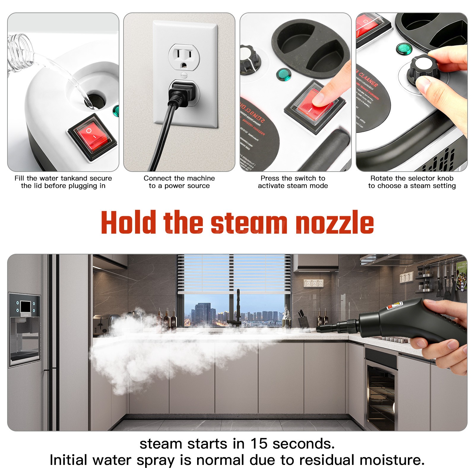 2500W Handheld Steam Cleaner High Pressure Household Car Steam Cleaning Machine