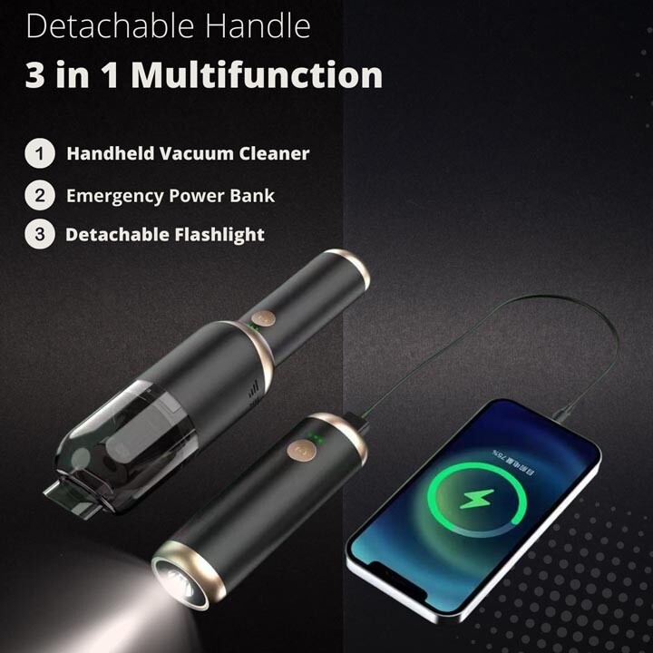 SEANCHEER Small Car Vacuum Cordless Rechargeable, 7000Pa/120W Mini Car Vacuum