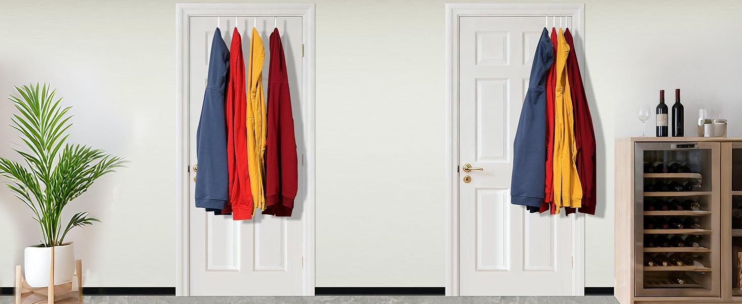 Single Over Door Steel Hooks 2 Pack Fit 1-3/8″ Door 5.5″ White | Plastic Coated