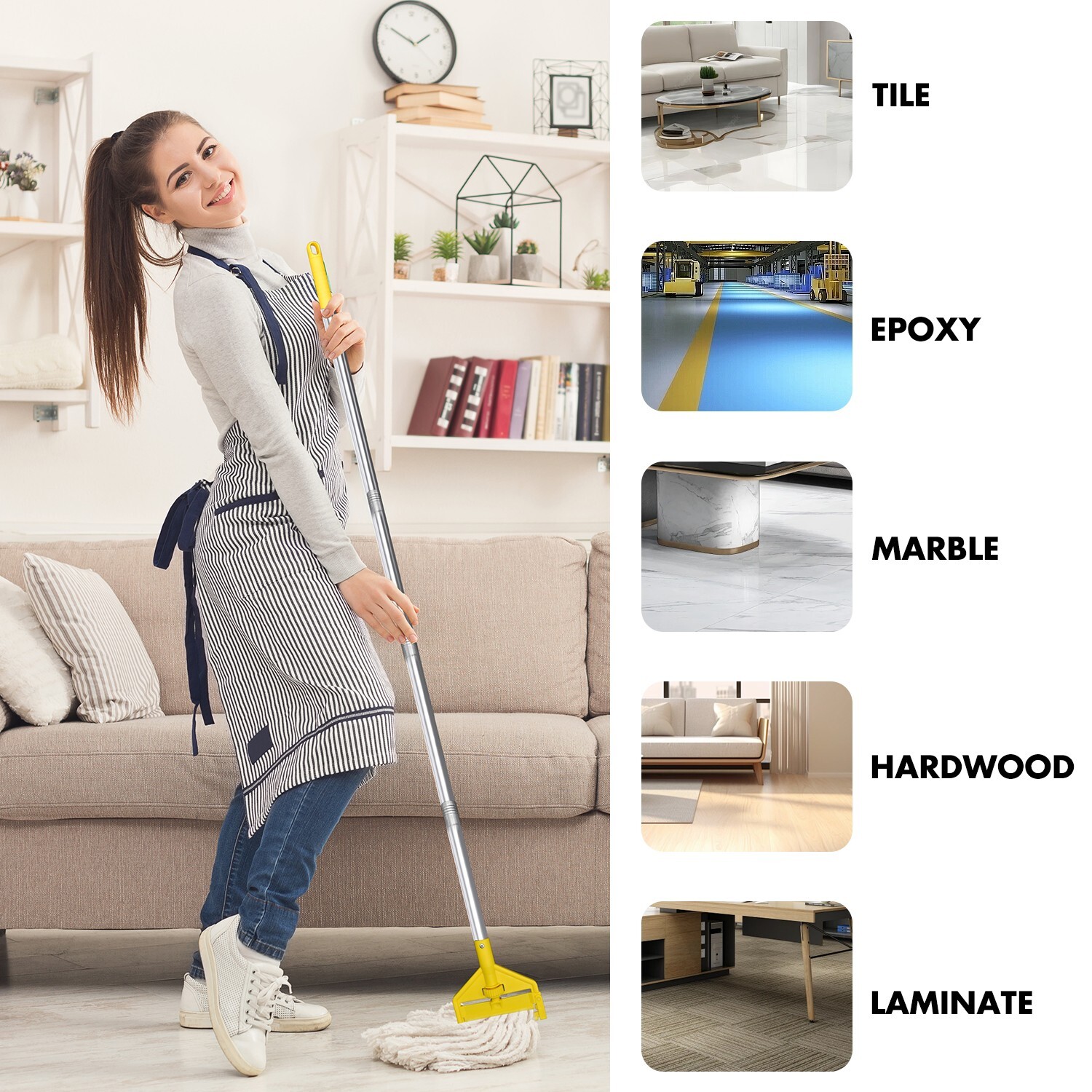 Commercial Mop Industrial Cotton Mop with Extra Replacement Mop Head