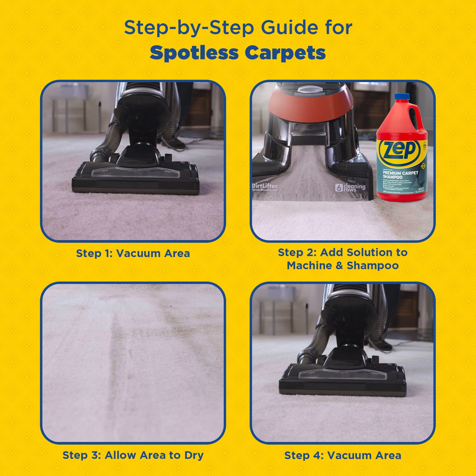 Zep Concentrated Premium Carpet Shampoo – Deep Clean Carpets & Remove Tough