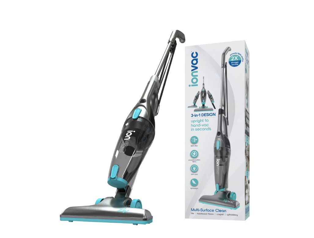 Ionvac ZipVac Corded Stick Vacuum, Multi-Surface 3-in-1 Upright/Handheld Vacuum