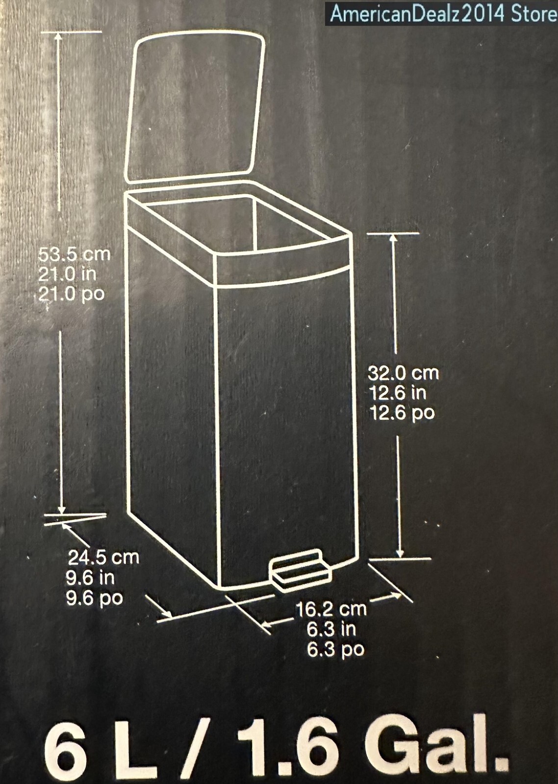 2 PACK – Kohler 6L / 1.6 Gal. Step On SMALL Trash Can – Choose your COLOR!!