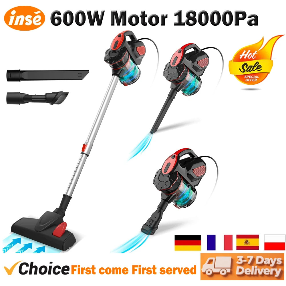 INSE I5 Corded Vacuum Cleaner 600W 18000Pa Powerful 2-in-1 HEPA Filters Handheld